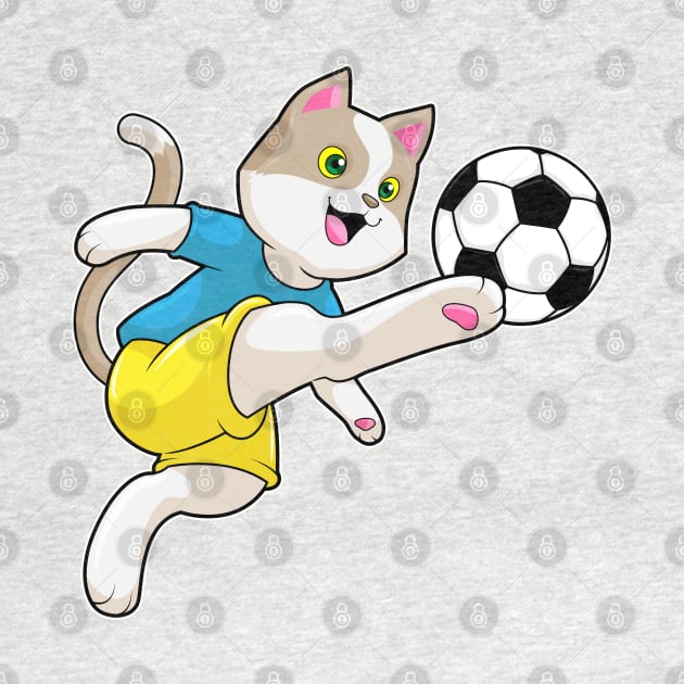 Cat as Soccer player with Soccer ball by Markus Schnabel